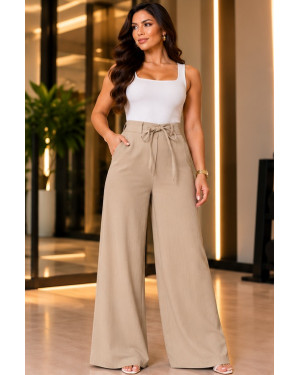 Calça Feminina Pantalona Bege | Moda Evangelica